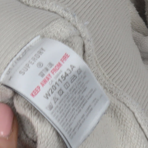 Superdry Men's Beige Pullover Hoodie M Relaxed Fit