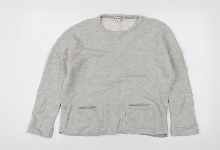 Whistles Women's Grey Cotton Pullover Sweatshirt, Size 16