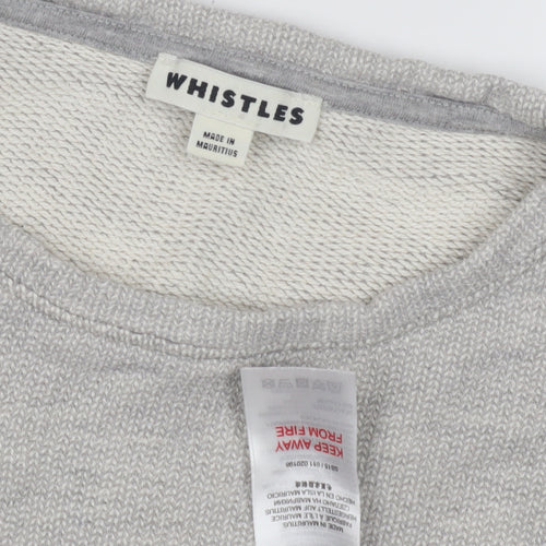 Whistles Women's Grey Cotton Pullover Sweatshirt, Size 16