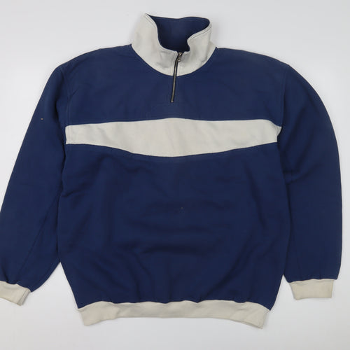 Springfield Men's Blue L Striped 1/2 Zip Sweatshirt