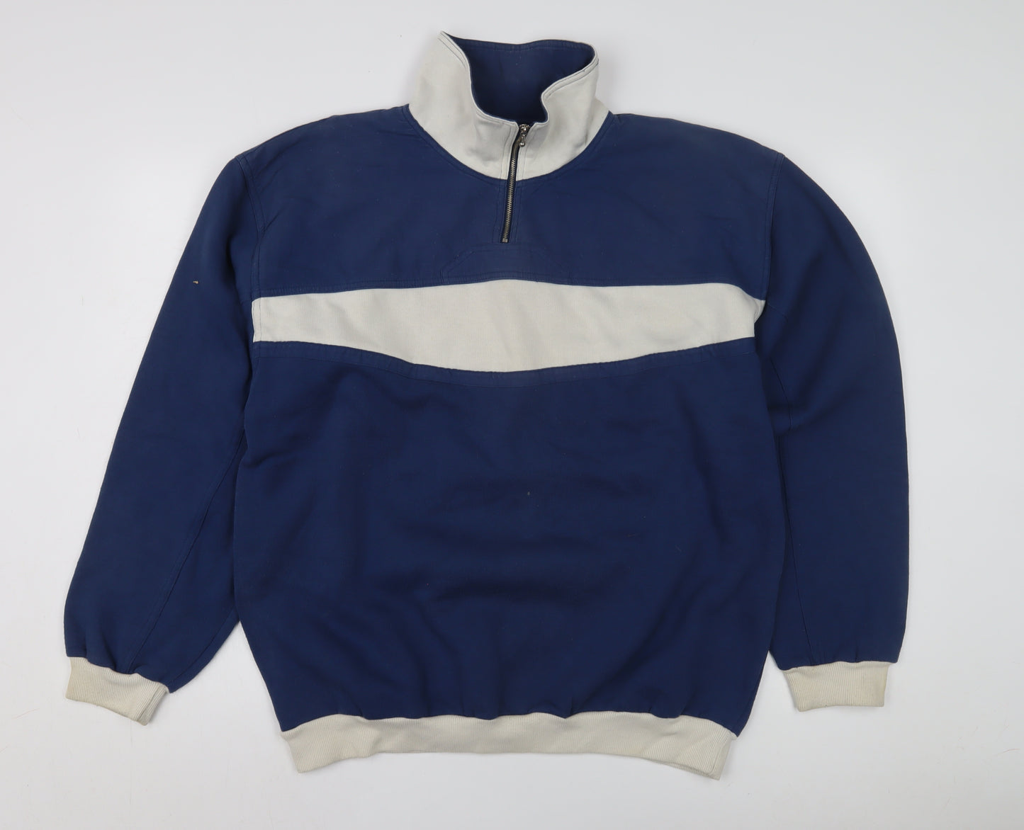 Springfield Men's Blue L Striped 1/2 Zip Sweatshirt