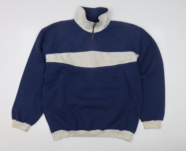 Springfield Men's Blue L Striped 1/2 Zip Sweatshirt