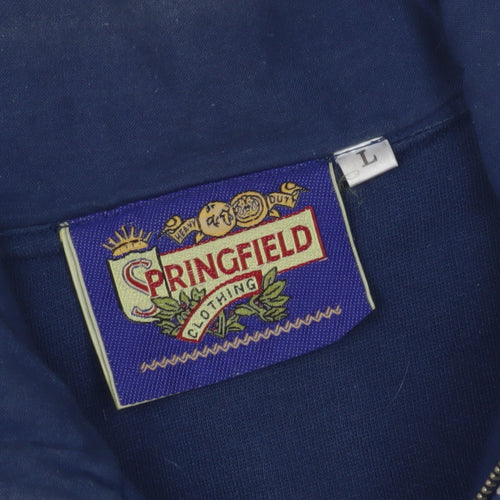 Springfield Men's Blue L Striped 1/2 Zip Sweatshirt