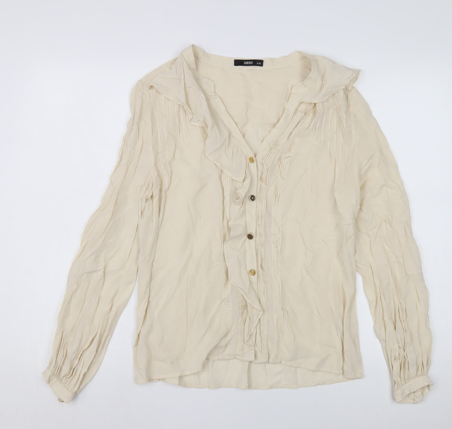 Oasis Women's Ivory Blouse, Size 12, Long Sleeve