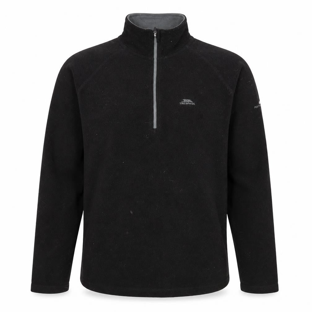 Front view of Trespass Men's Black Fleece Pullover Sweatshirt M