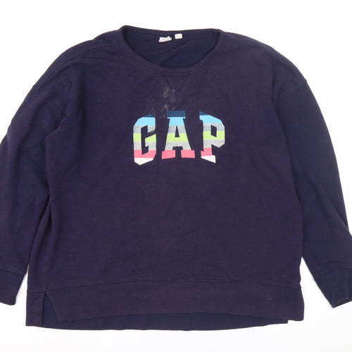GAP Women's Blue Pullover Logo Sweatshirt M Casual