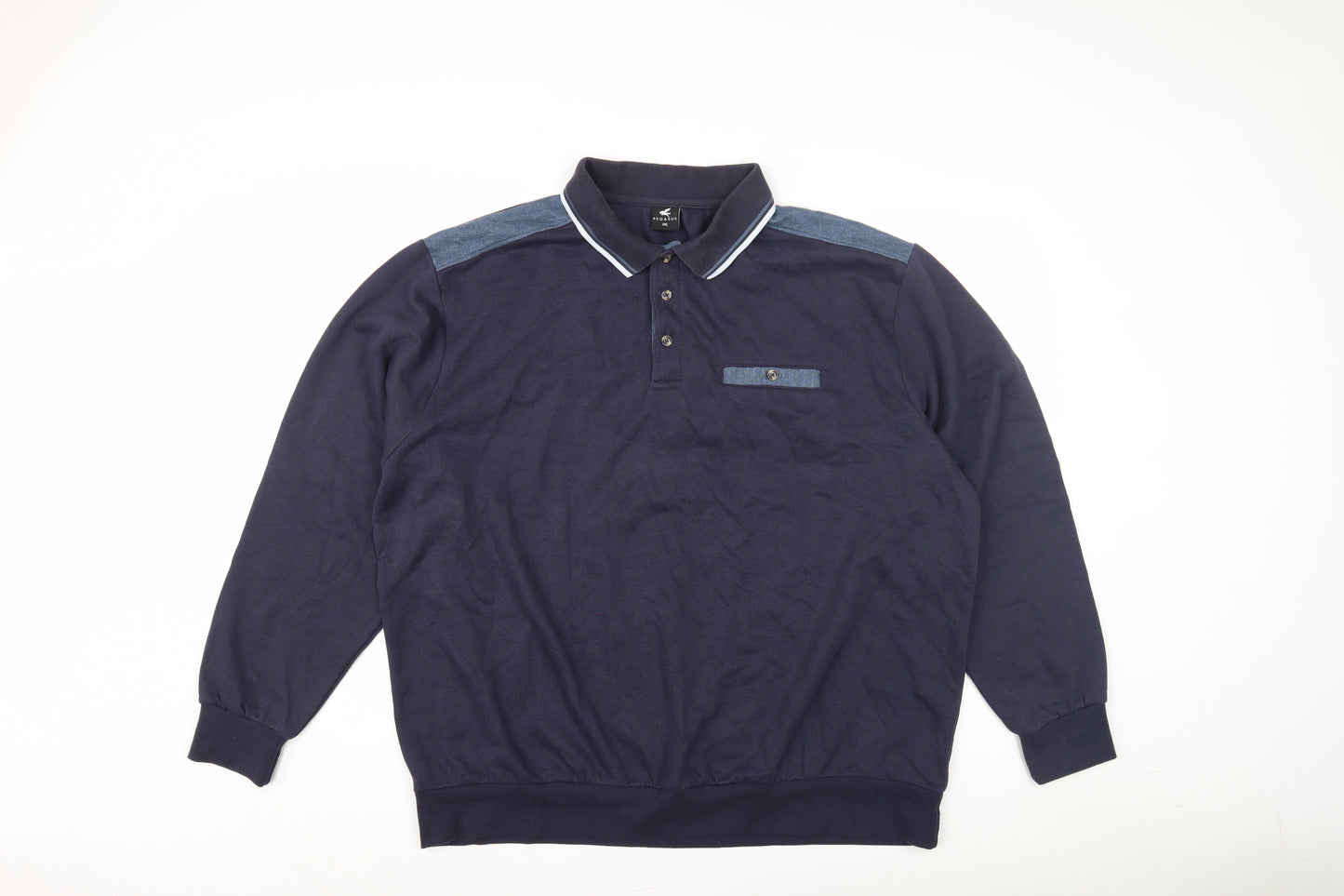 Pegasus Men's Blue Collared Sweatshirt 3XL