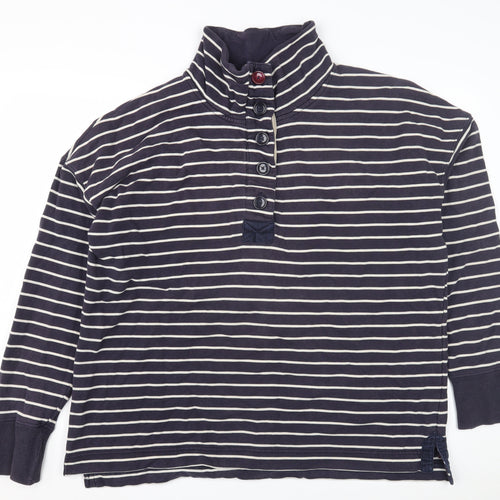 Joules Unisex Blue Striped Henley Sweatshirt L