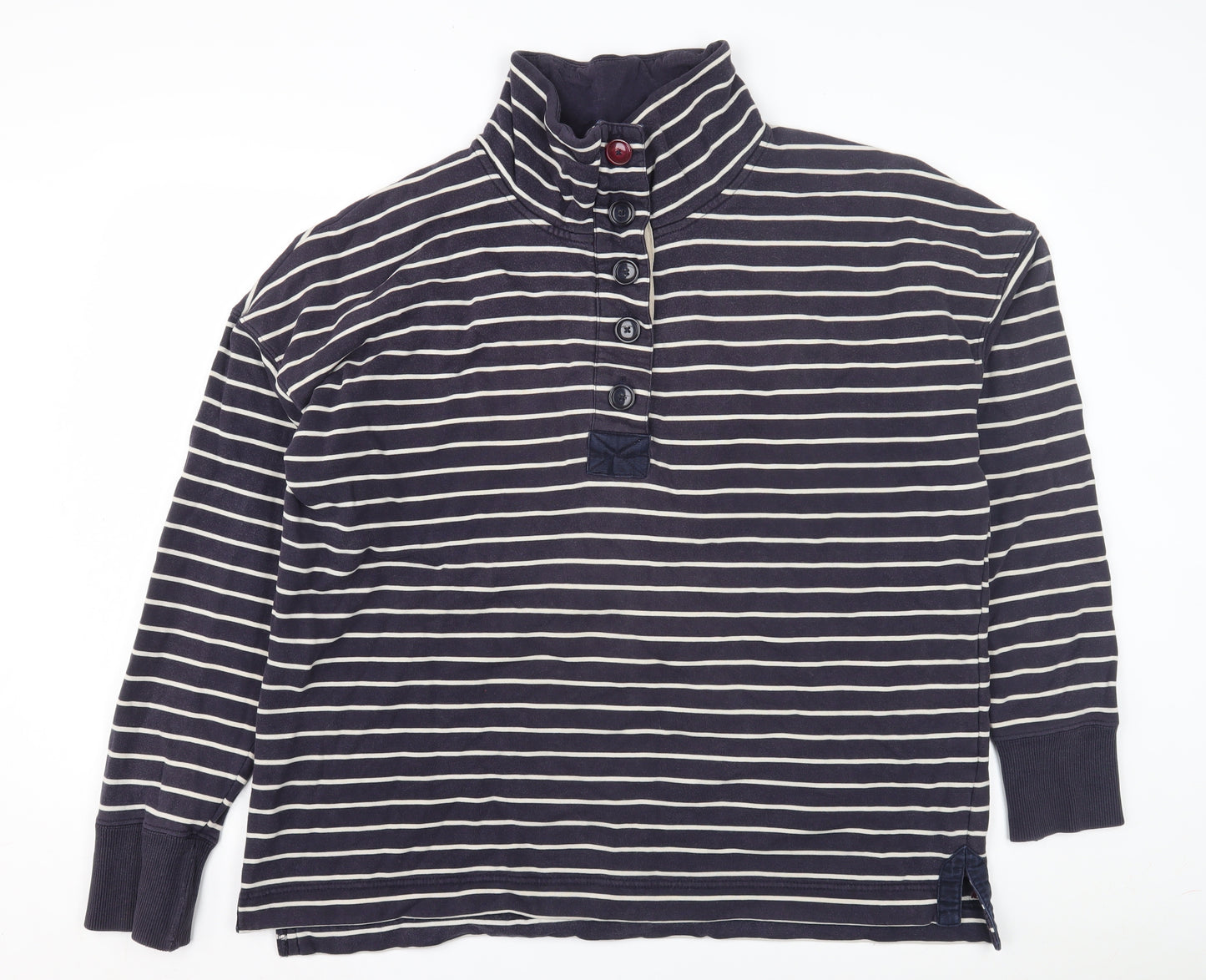 Joules Unisex Blue Striped Henley Sweatshirt L