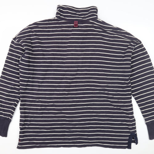 Joules Unisex Blue Striped Henley Sweatshirt L