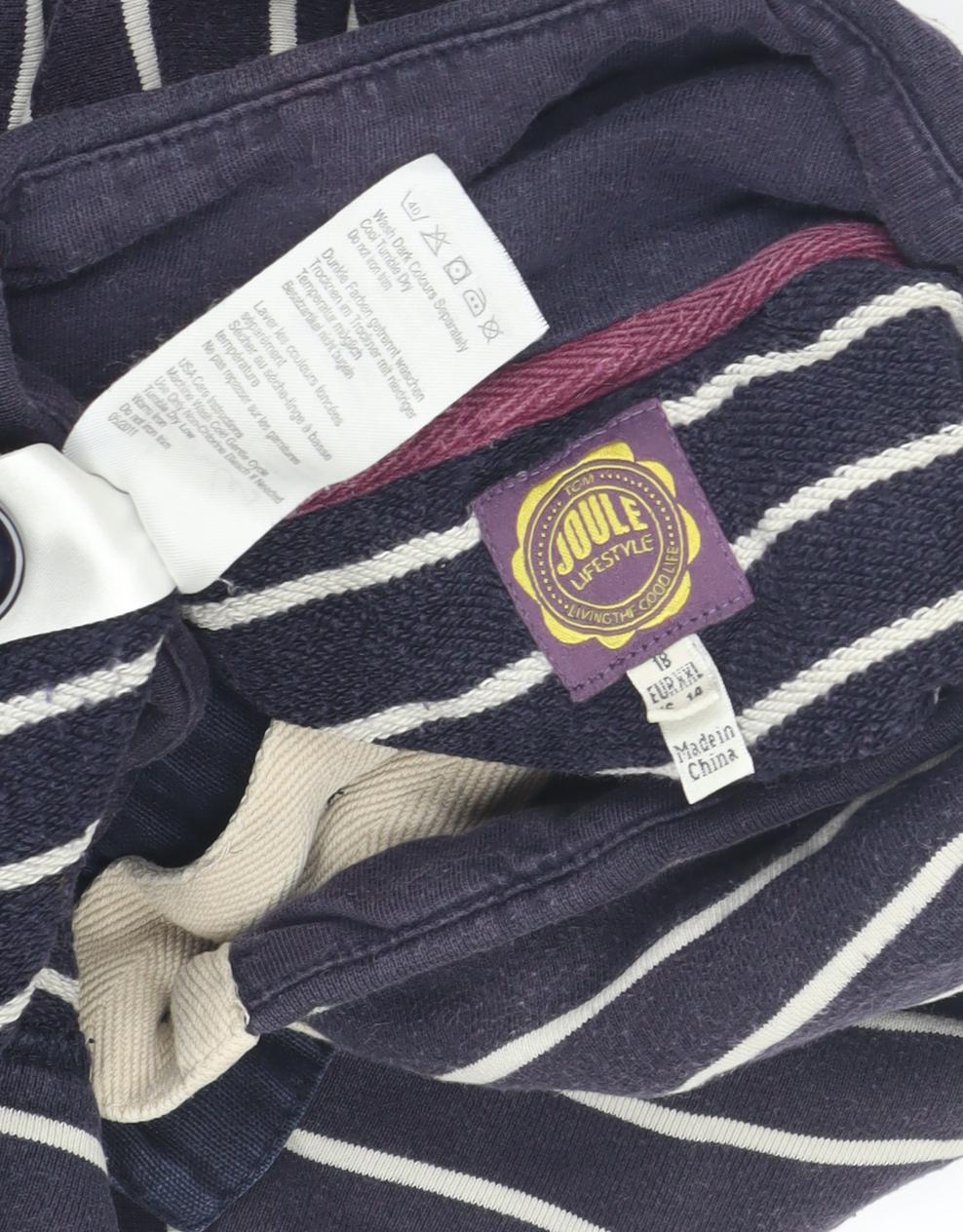 Joules Unisex Blue Striped Henley Sweatshirt L