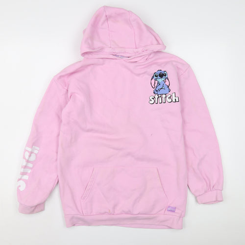 Disney Girls Pink Stitch Hoodie Pullover 14-15 Years
