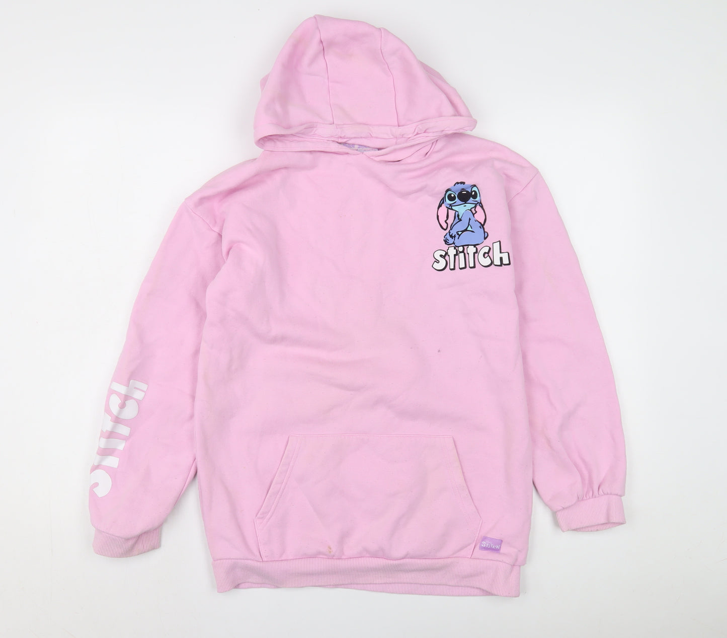 Disney Girls Pink Stitch Hoodie Pullover 14-15 Years