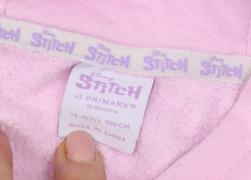 Disney Girls Pink Stitch Hoodie Pullover 14-15 Years