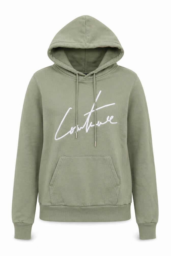 Front view of Couture Women's Green Pullover Hoodie - XS