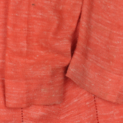 Isle Women's Orange Cardigan M Size Open-Knit