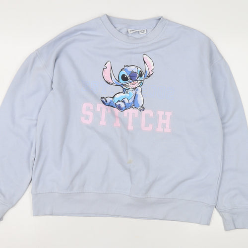 Disney Women's Blue Stitch Sweatshirt, Size 12, Pullover