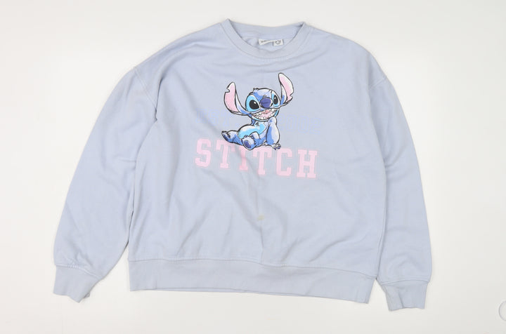 Disney Women's Blue Stitch Sweatshirt, Size 12, Pullover