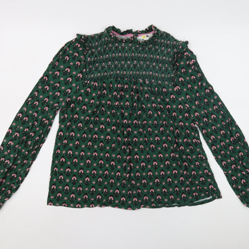 Boden Green Floral Cotton Blend Women's Blouse - Size M