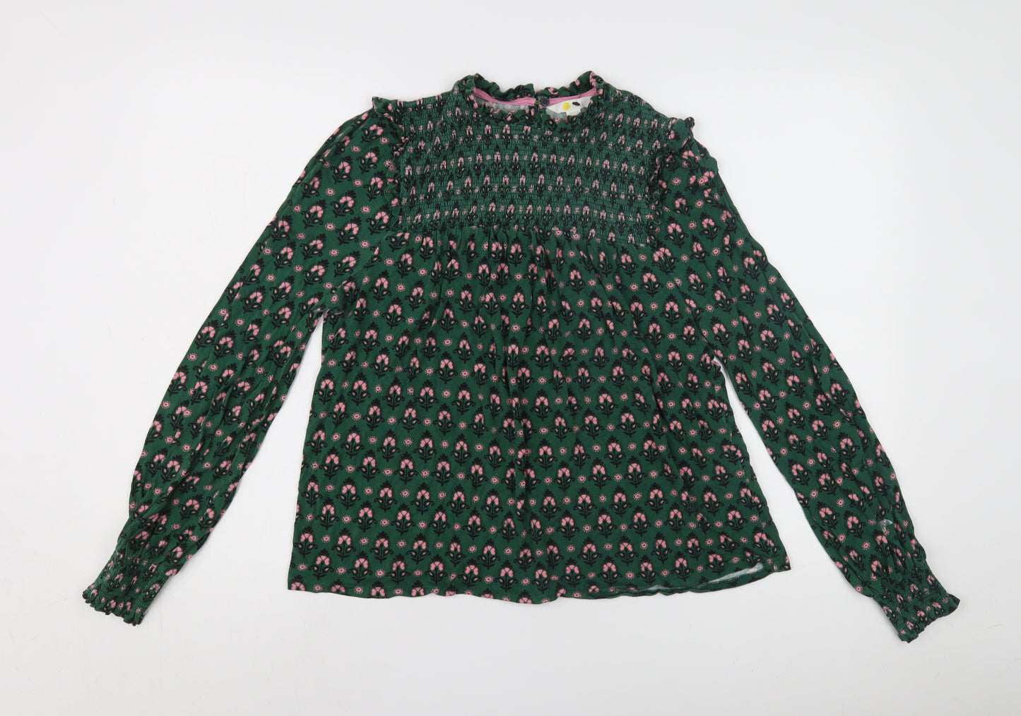 Boden Green Floral Cotton Blend Women's Blouse - Size M