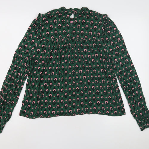Boden Green Floral Cotton Blend Women's Blouse - Size M