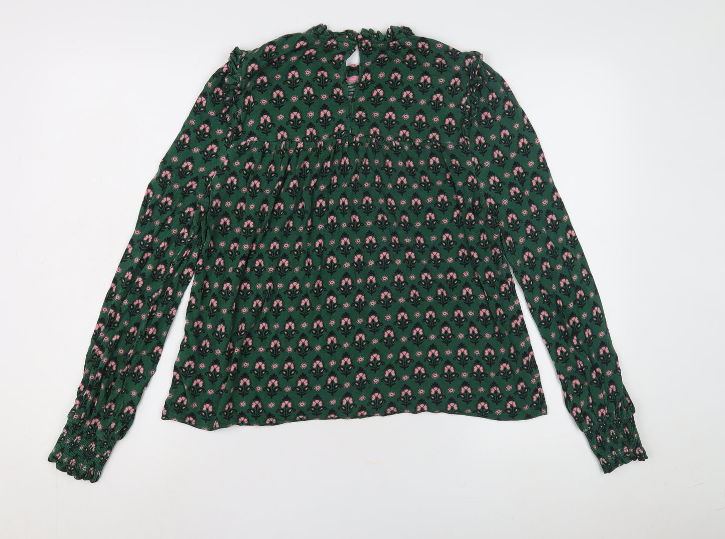 Boden Green Floral Cotton Blend Women's Blouse - Size M