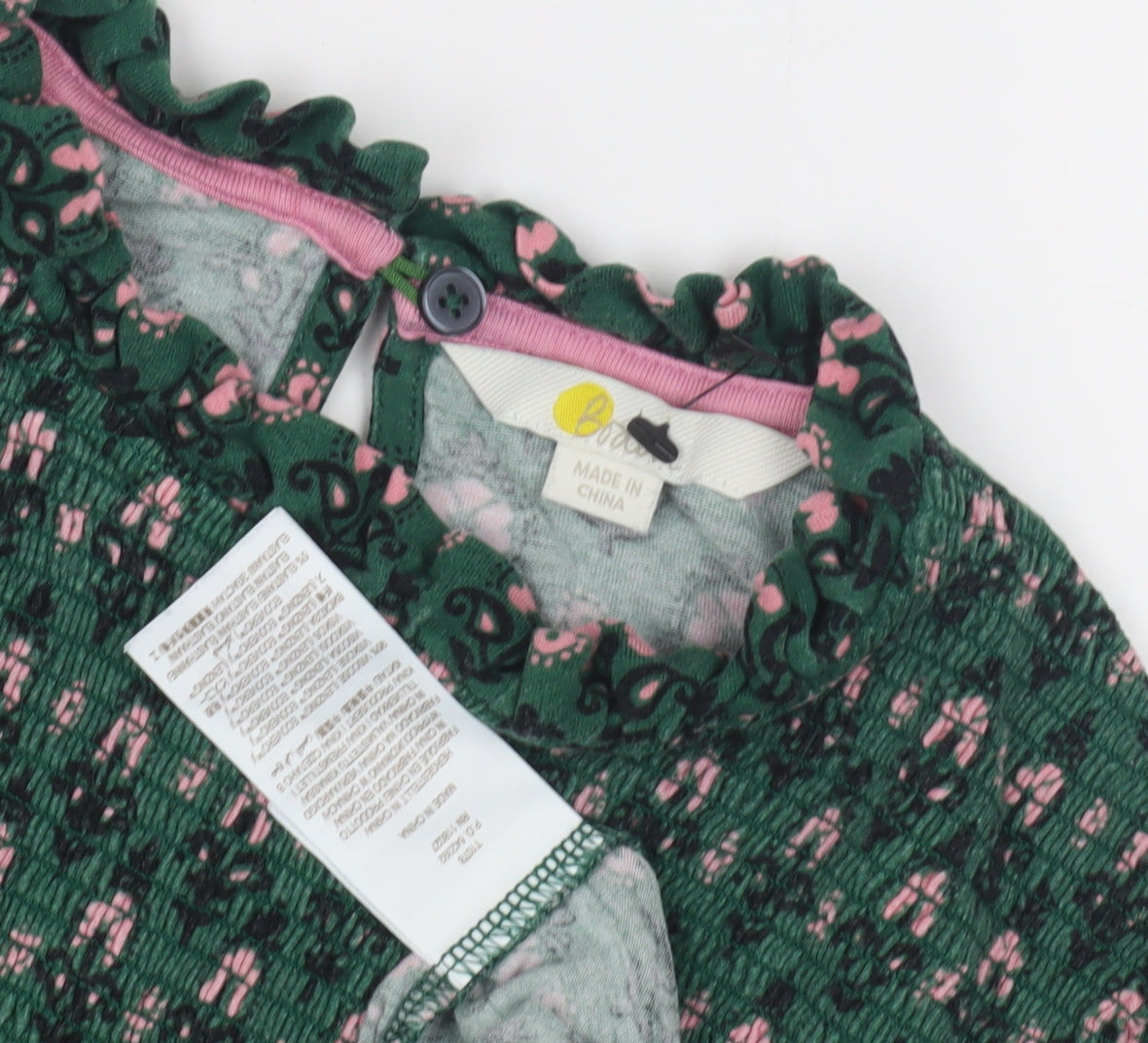 Boden Green Floral Cotton Blend Women's Blouse - Size M