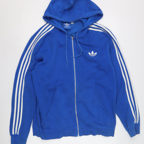 Adidas Men's XL Blue Full Zip Hoodie with Logo
