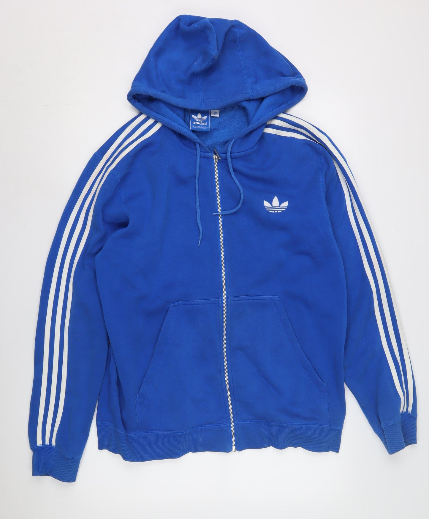 Adidas Men's XL Blue Full Zip Hoodie with Logo