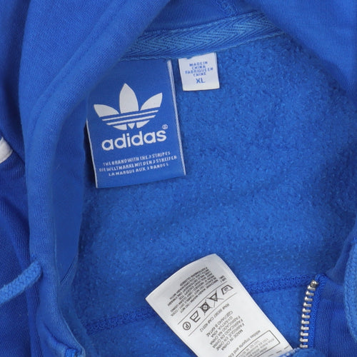 Adidas Men's XL Blue Full Zip Hoodie with Logo