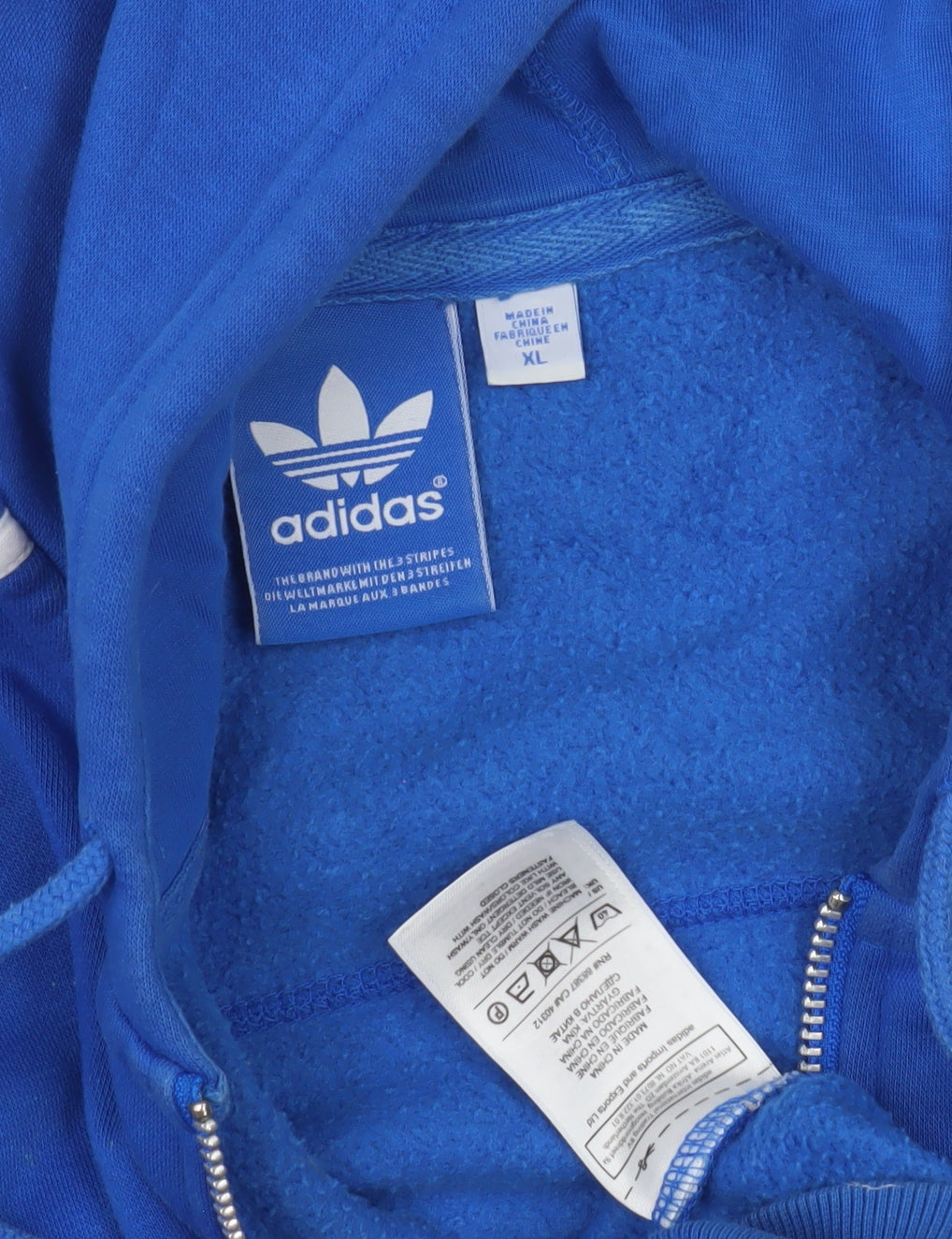 Adidas Men's XL Blue Full Zip Hoodie with Logo