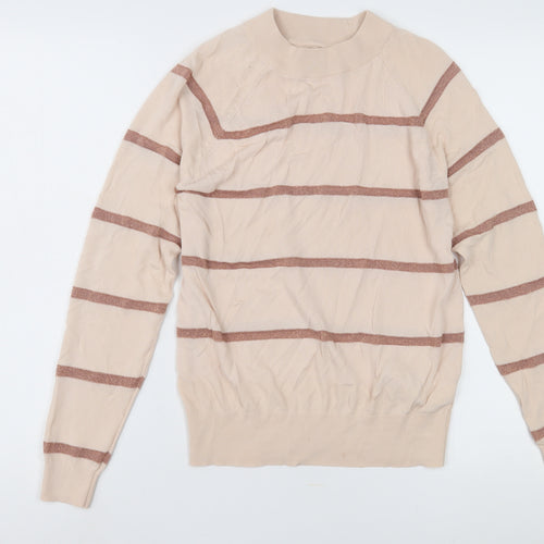 Jack Wills Women's Beige Striped Pullover Jumper Size 10