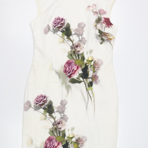 Phase Eight Women's Ivory Floral Sheath Dress - Size 12