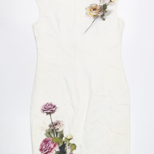 Phase Eight Women's Ivory Floral Sheath Dress - Size 12