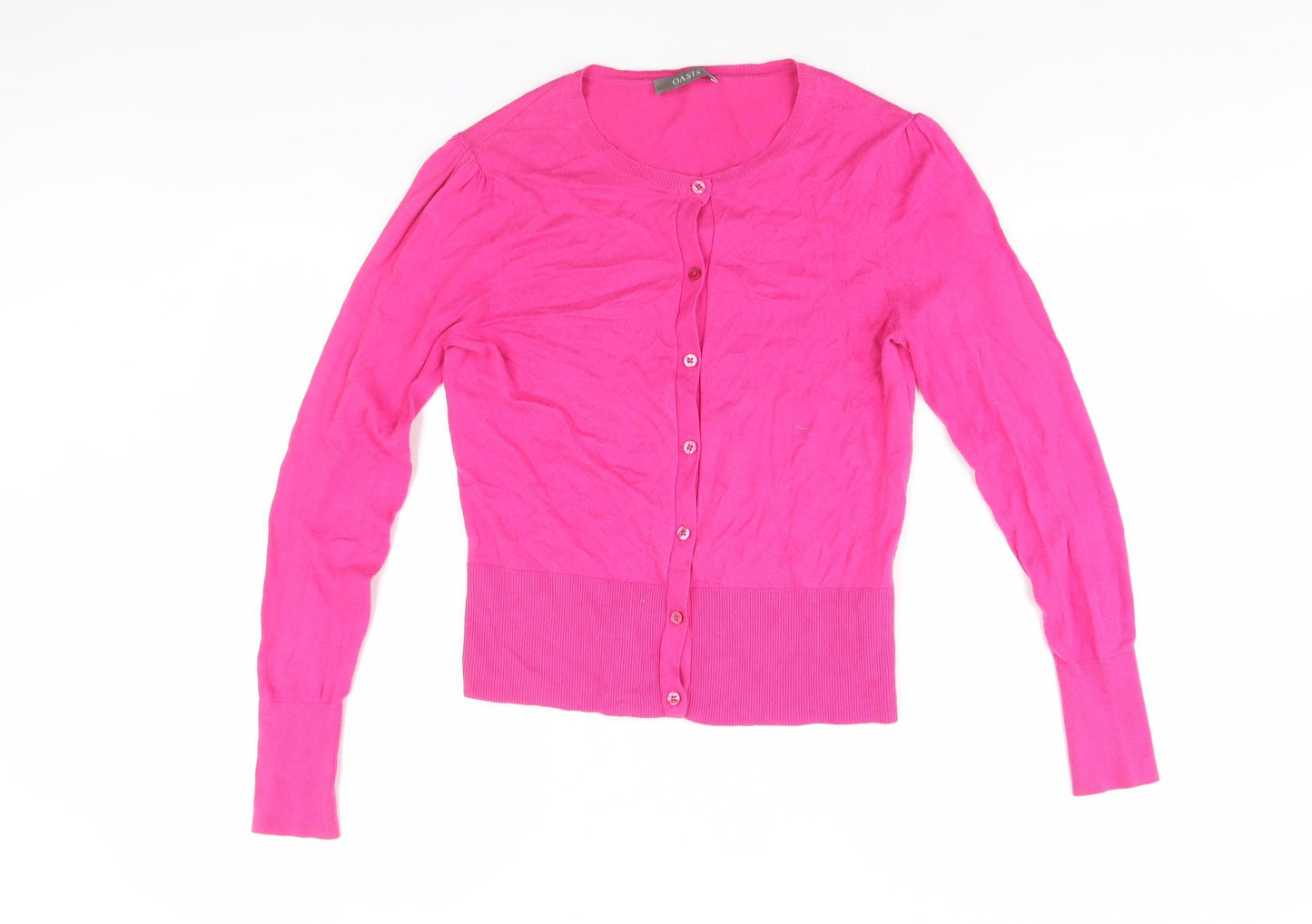 Oasis Pink Cardigan, Women's Medium, Cotton Crew Neck