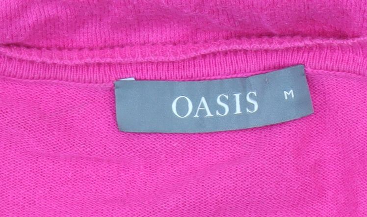 Oasis Pink Cardigan, Women's Medium, Cotton Crew Neck