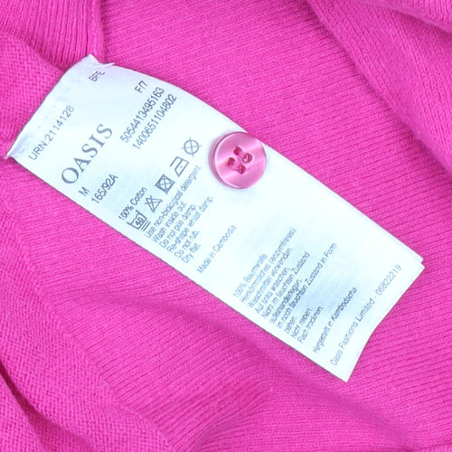 Oasis Pink Cardigan, Women's Medium, Cotton Crew Neck