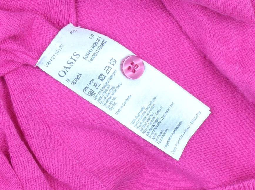 Oasis Pink Cardigan, Women's Medium, Cotton Crew Neck