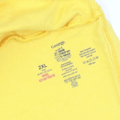 George Yellow 2XL Unisex BBC Cartoon T-Shirt