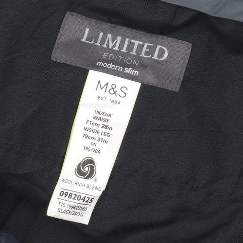 Marks and Spencer Men's Black Slim Trousers 28W 31L