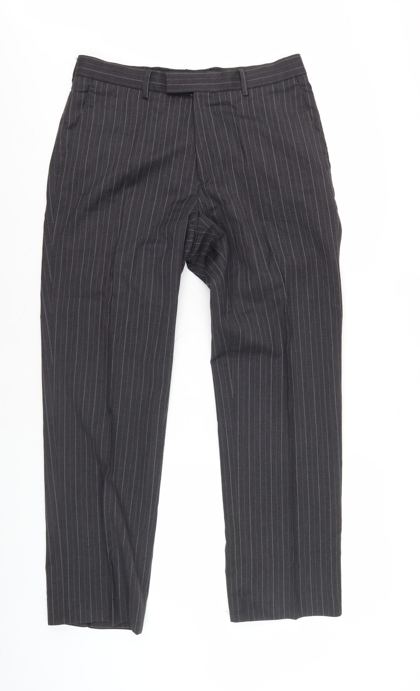Next Men's Black Striped Trousers, 32, S, Wool