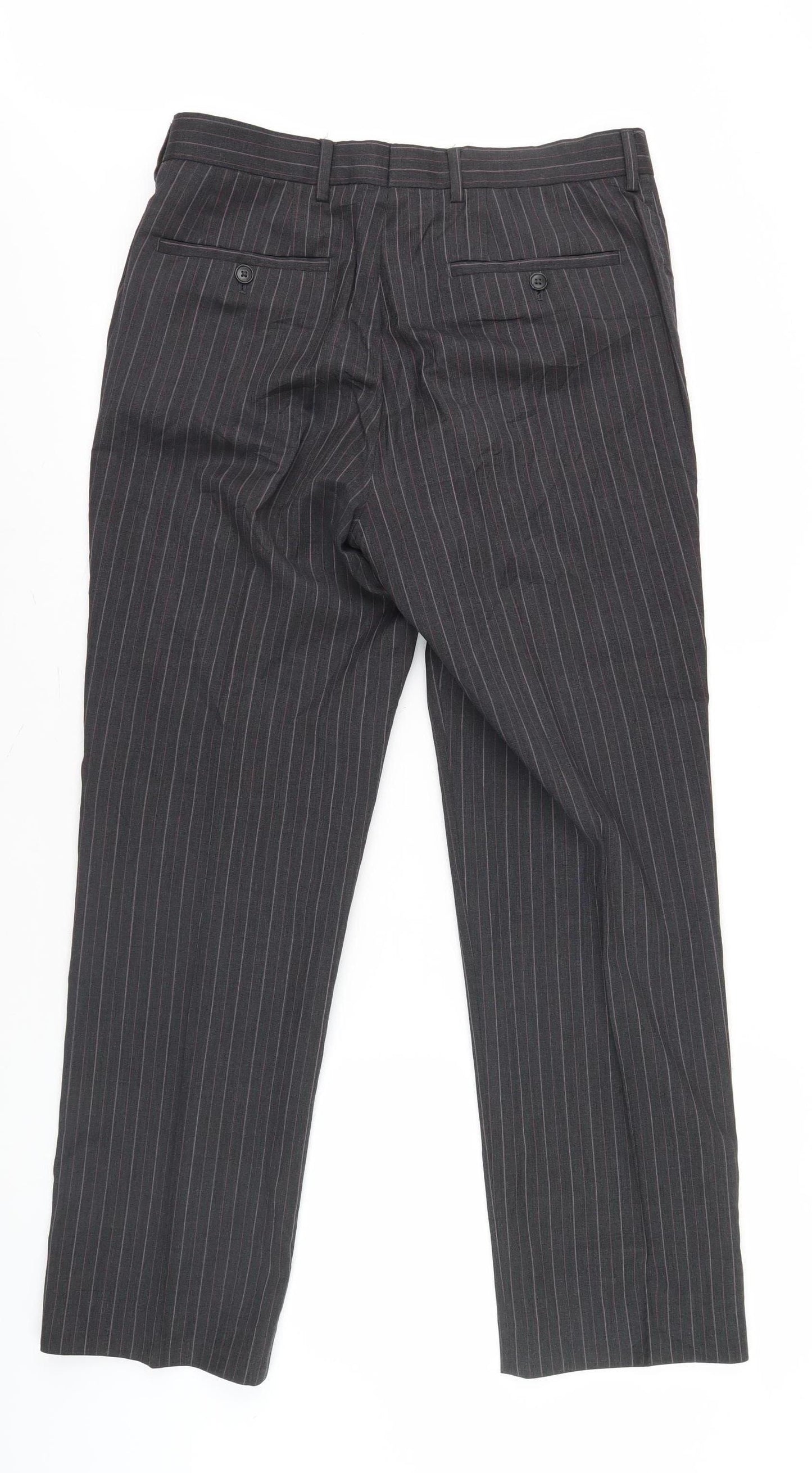 Next Men's Black Striped Trousers, 32, S, Wool