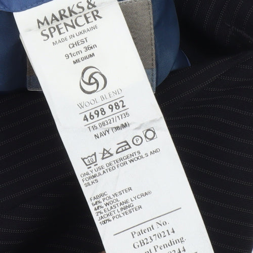 Marks & Spencer Men's Blue Striped Blazer 36R