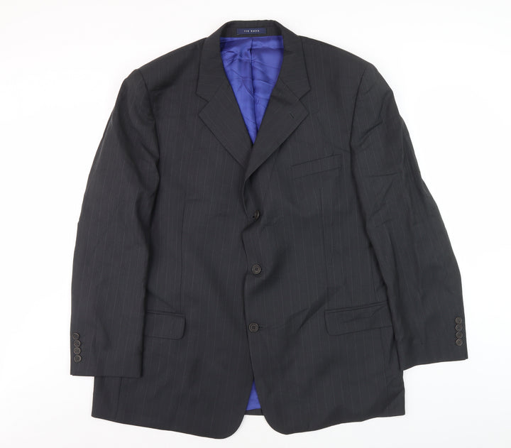 Ted Baker Men's Black Wool Striped Blazer Size 48 R