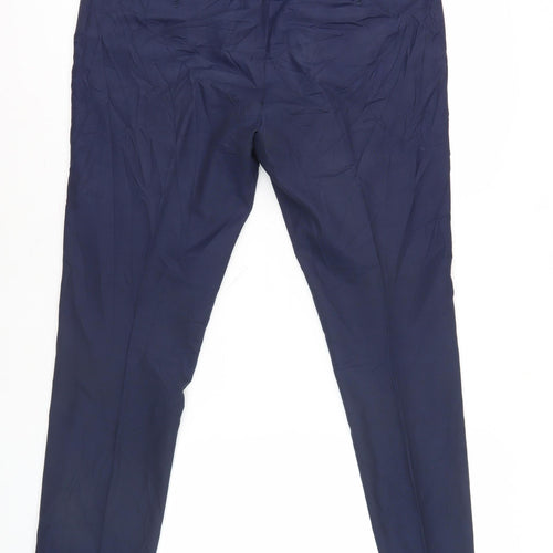 Men's Blue Polyester Viscose Trousers 34