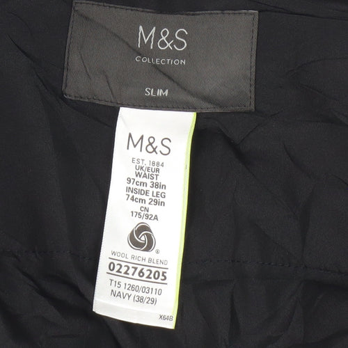 Marks and Spencer Men's Blue Slim Trousers 38