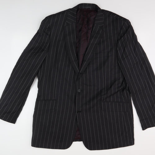 Chester Barrie Men's Black Wool Pinstripe Blazer 48