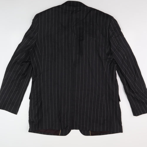 Chester Barrie Men's Black Wool Pinstripe Blazer 48