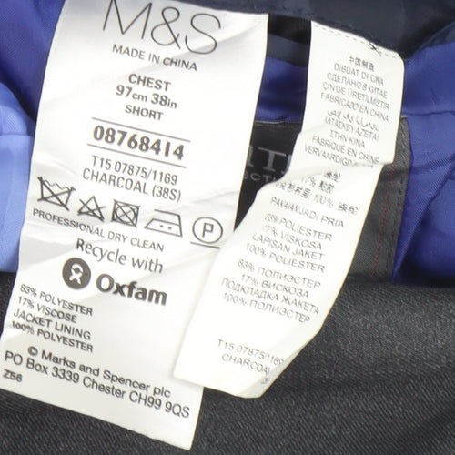 Marks and Spencer Men's Grey Blazer, Size 38
