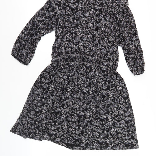 Next Women's Black V-Neck Paisley Dress Size 14